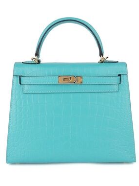 H Kelly 28 Retourné Bleu Paon niloticus nile crocodile Alligator Mat Matte GHW